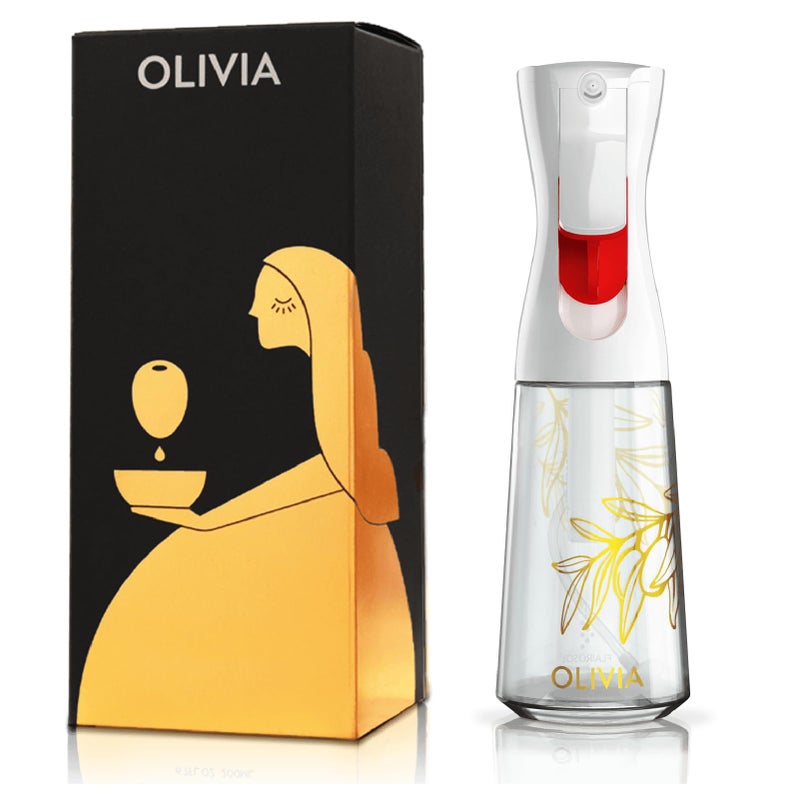 FLAIROSOL OLIVIA Oil Sprayer for Cooking, 200ml Glass Olive Oil Sprayer, Continuous Cooking Spray Bottle with Portion Control, Olive Oil Dispenser for Kitchen, Air Fryer, Salad, BBQ (Golden Leaves) - Image 1