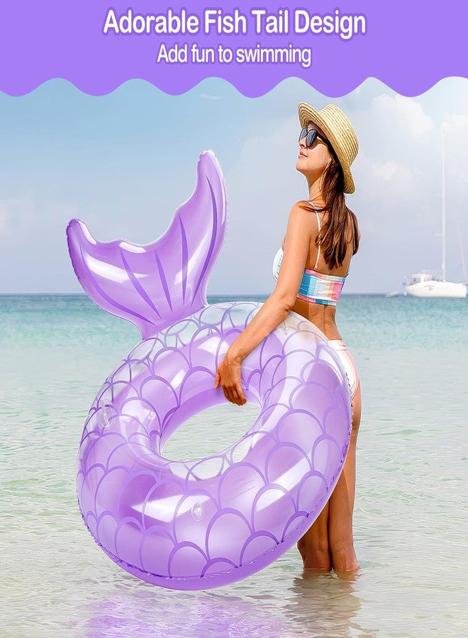 MoKo Inflatable Swimming Ring with Handles for Adults, Swimming Tube Cute Pool Float Tube Decorations Swim Tubes Outdoor Pool Beach Water Floats Party Supplies, Purple - Image 2