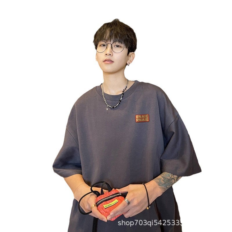Men's 240g Cotton Oversized T-Shirt Short Sleeve Crew Neck - Image 4