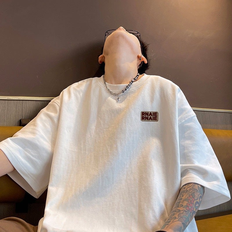 Men's 240g Cotton Oversized T-Shirt Short Sleeve Crew Neck - Image 1