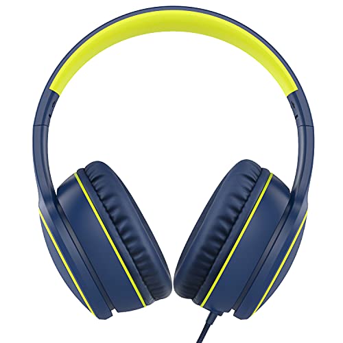 RORSOU R10 Over-Ear Headphones with Microphone, Lightweight Folding Stereo Bass Headset with 1.5M No-Tangle Cord, Portable Wired Headphones for Smartphone Tablet Computer MP3 / 4 (Blue) - Image 2