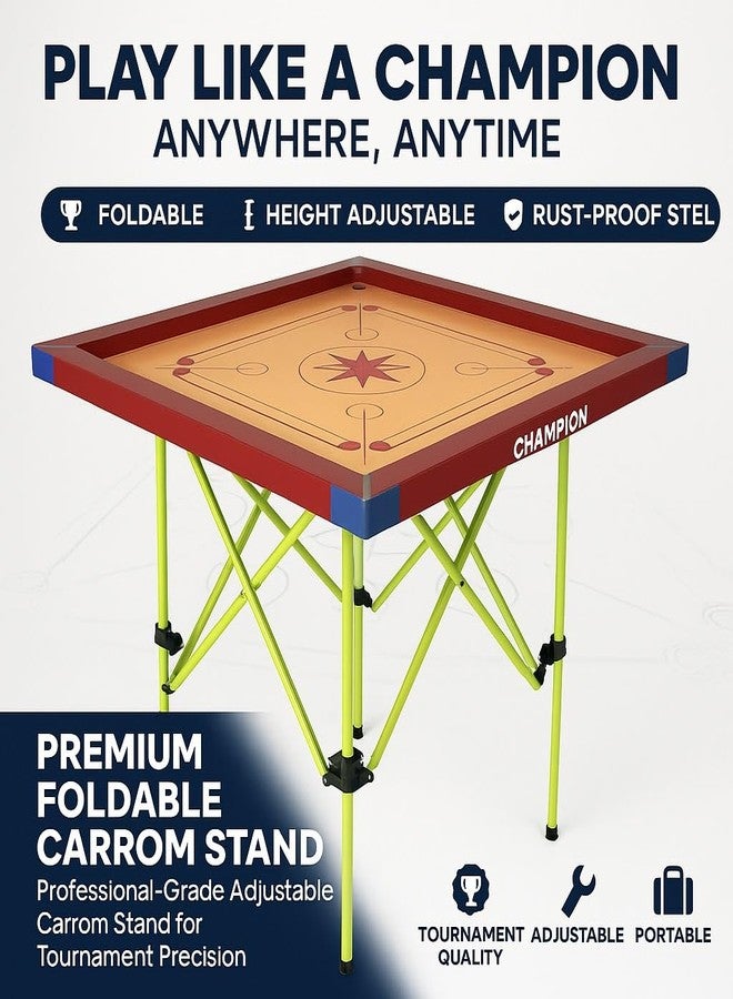 KNK Carrom Board Stand - Foldable, Height Adjustable, Professional Quality (Lime Green) - Image 3