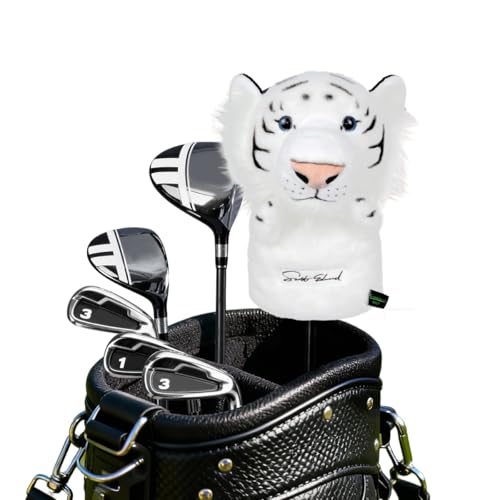 Scott Edward White Tiger Golf Club Cover Fit Well for Driver Wood Golf Club Funny Cute Animal Design Soft Functional Golf Headcover Stylish Protection for Your Clubs for Men and Women - Image 1