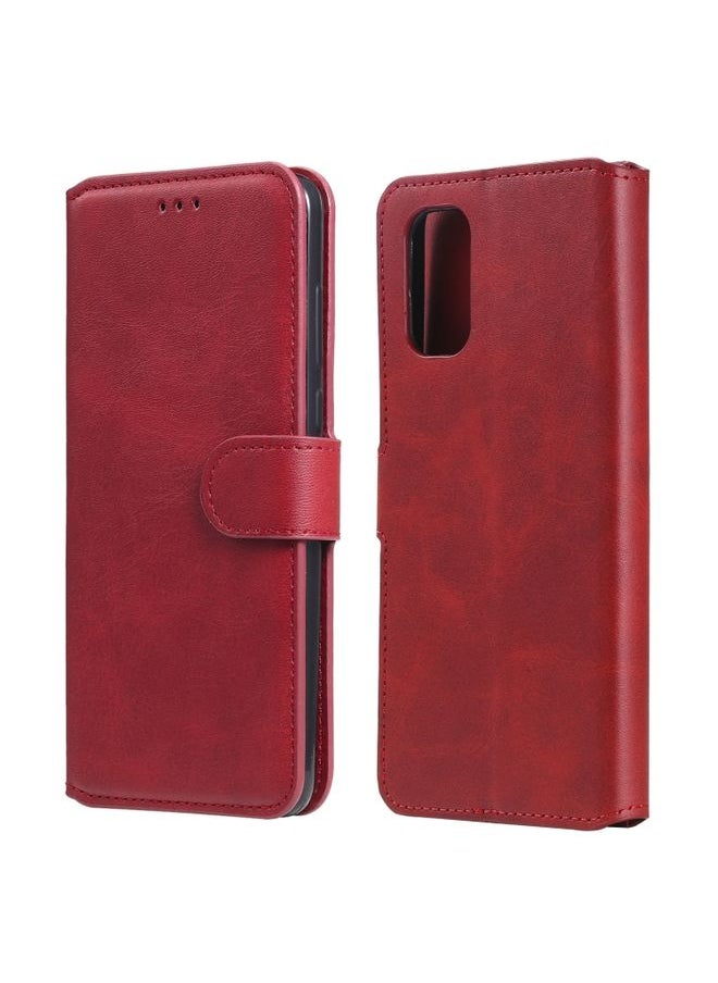 HuHa Case Cover For Realme 7 5G / Realme V5 Classic Calf Texture PU + TPU Horizontal Flip Leather Case, with Holder & Card Slots & Wallet Red 