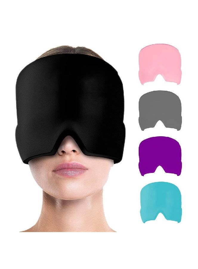 Migraine Relief Hat Ice Head Wrap Headache Relief Cap for Puffy Eyes Tension Sinus Stress Relief Double layer Blue - Image 2