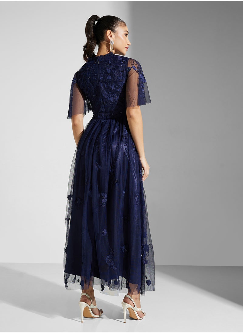 Frock and Frill Floral Tulle Overlay Dress  - Image 2