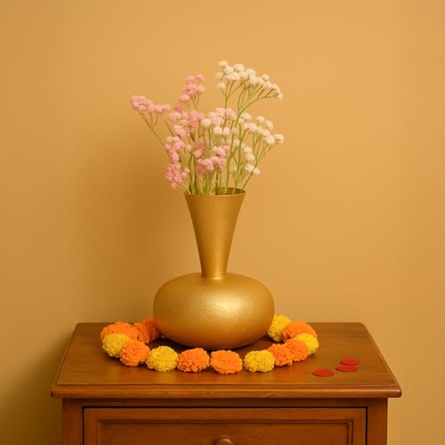 MARKET 99 Market99 Metal Flower Vase|Golden Surahi Shape Decorative Holder with Crackle Design & Matte Texture|Ideal for Living Room, Shelf, Tabletop, Office & Housewarming Gift|Classic touch meets modern flair - Image 5