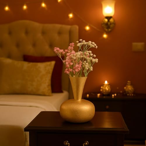 MARKET 99 Market99 Metal Flower Vase|Golden Surahi Shape Decorative Holder with Crackle Design & Matte Texture|Ideal for Living Room, Shelf, Tabletop, Office & Housewarming Gift|Classic touch meets modern flair - Image 4