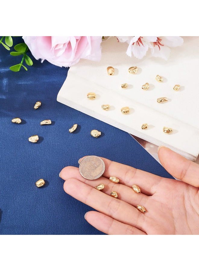 Craftdady 24pcs Nuggets 18K Gold Plated Spacer Beads Brass Metal Loose Beads Golden Bracelet Bead Handmade Craft Bead 6.5-9.5 mm for DIY Necklace Jewelry Making - Image 5