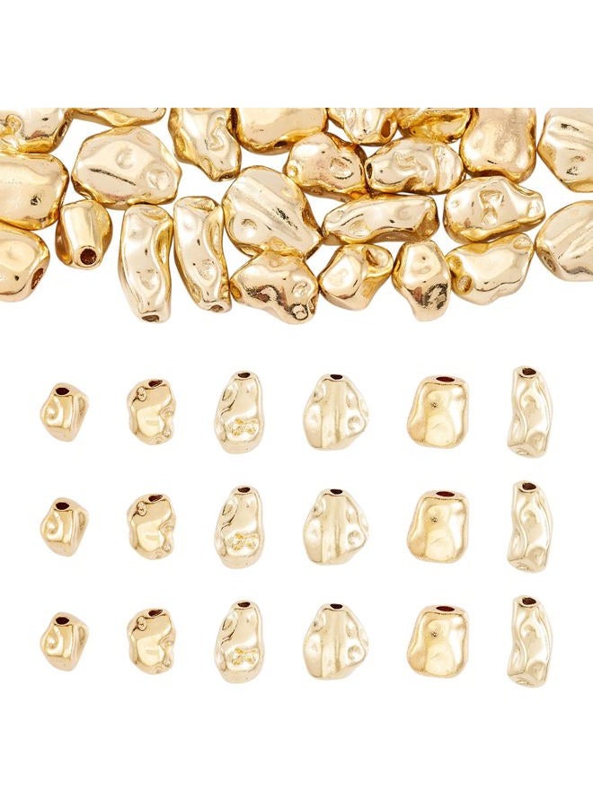 Craftdady 24pcs Nuggets 18K Gold Plated Spacer Beads Brass Metal Loose Beads Golden Bracelet Bead Handmade Craft Bead 6.5-9.5 mm for DIY Necklace Jewelry Making - Image 1