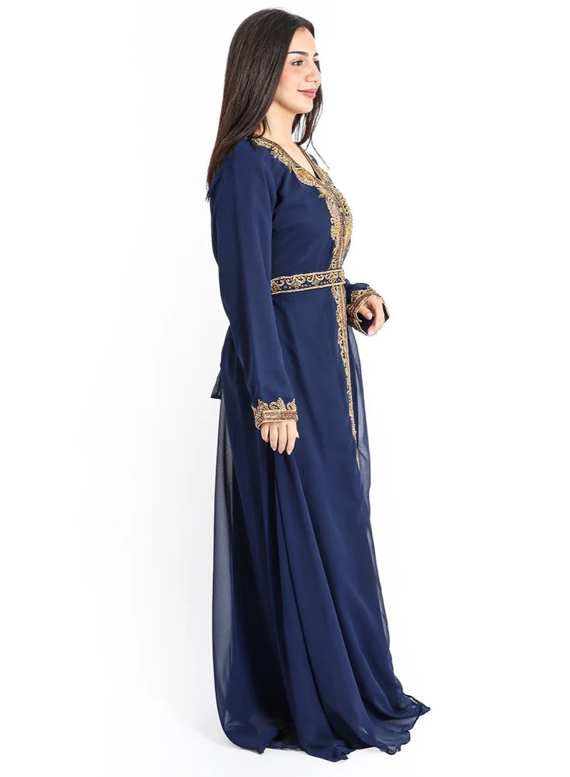 IKKXA Crystal Craft Threadwork Blue Kaftan IKW9876