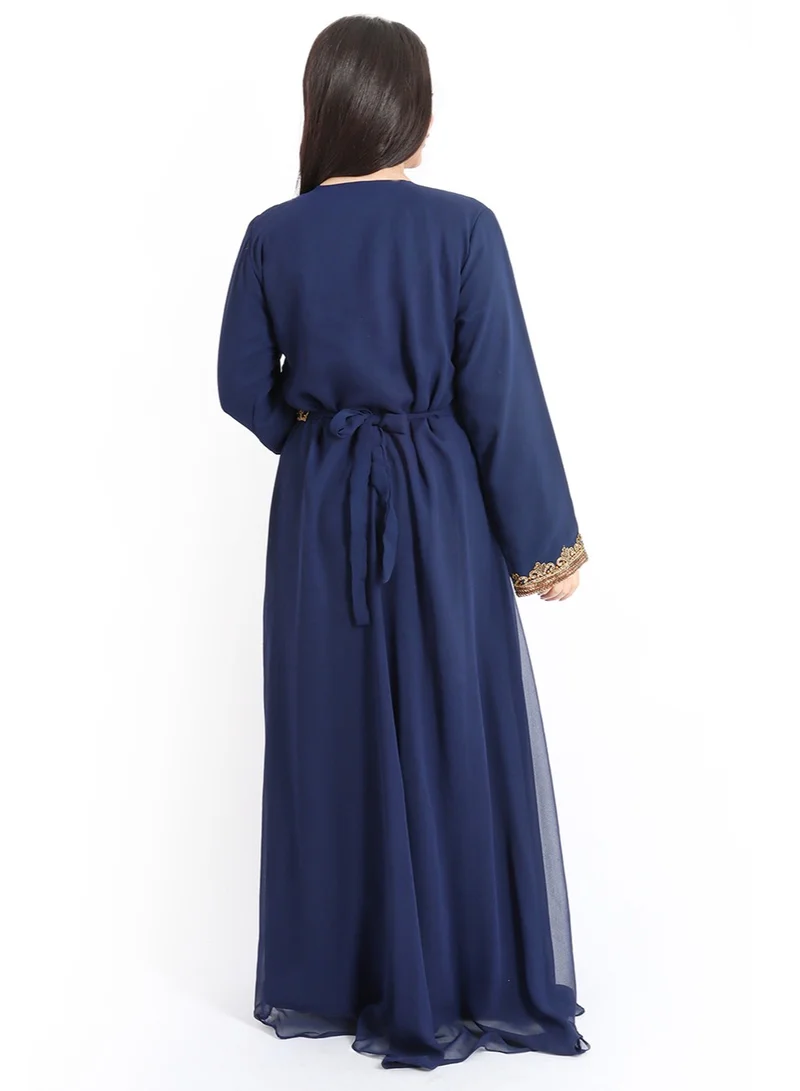 IKKXA Crystal Craft Threadwork Blue Kaftan IKW9876
