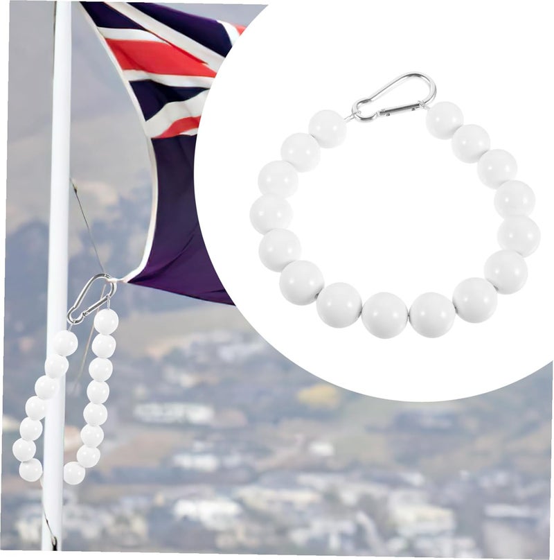 Windproof Beaded Flagpole Retainer Ring Stainless Steel PVC Soft Rope Guide with White Beads Easy Hand Installation Secure Flag Attachment for Outdoor Flagpoles - Image 5