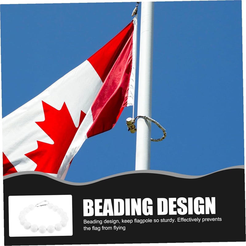 Windproof Beaded Flagpole Retainer Ring Stainless Steel PVC Soft Rope Guide with White Beads Easy Hand Installation Secure Flag Attachment for Outdoor Flagpoles - Image 2