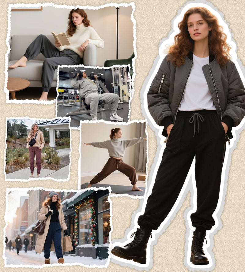 FULLSOFT Thick Fleece Lined Sweatpants for Women-Thermal Warm Athletic Joggers with Pockets Lounge Pants for Running Winter(Pink,Small) - Image 5