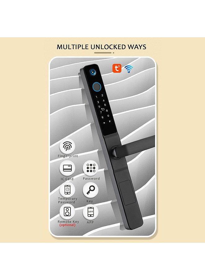 WAFU Wafu Smart Lock with Camera Keyless Entry Door Lock Handle Ultra-thin Stainless Steel Biometric Door Lock Tuya App Remote Operation WiFi Smart Lock  - Image 2