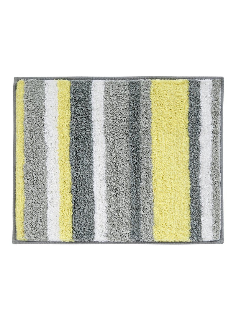 InterDesign iDesign Stripz Microfiber Polyester Bath Mat  Non-Slip Shower Accent Rug for Master  Guest  and Kids' Bathroom  Entryway  21"" x 17""  Gray and Yellow  - Image 1
