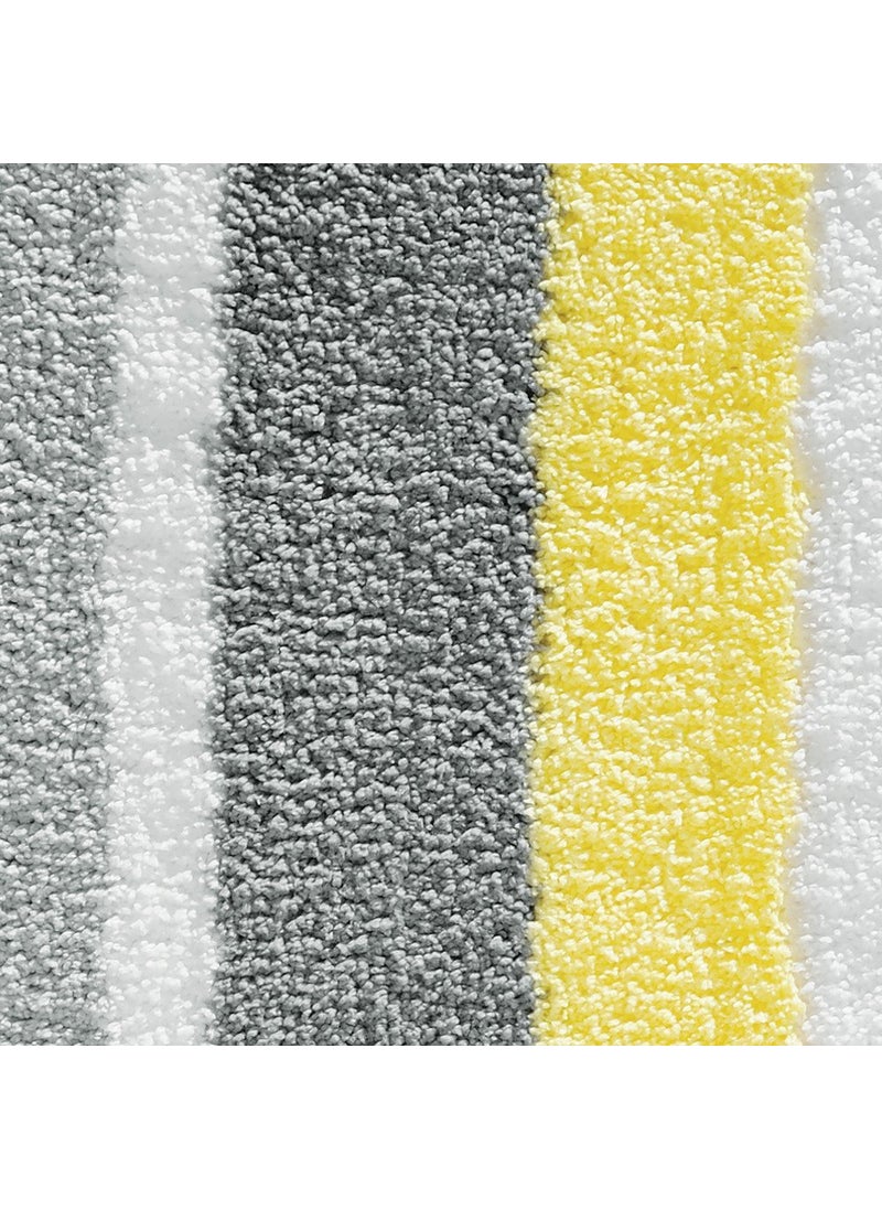 InterDesign iDesign Stripz Microfiber Polyester Bath Mat  Non-Slip Shower Accent Rug for Master  Guest  and Kids' Bathroom  Entryway  21"" x 17""  Gray and Yellow  - Image 3