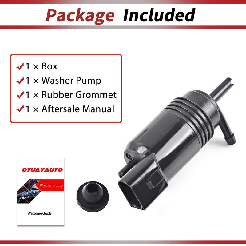 OTUAYAUTO Windshield Washer Pump - Replacement for Chevy Silverado 1500, 2500, 3500, GMC Acadia, Sierra 1500, 2500, 3500, Original Factory OEM: 22999423, 84518407 Washer Fluid Pump with Grommet - Image 5
