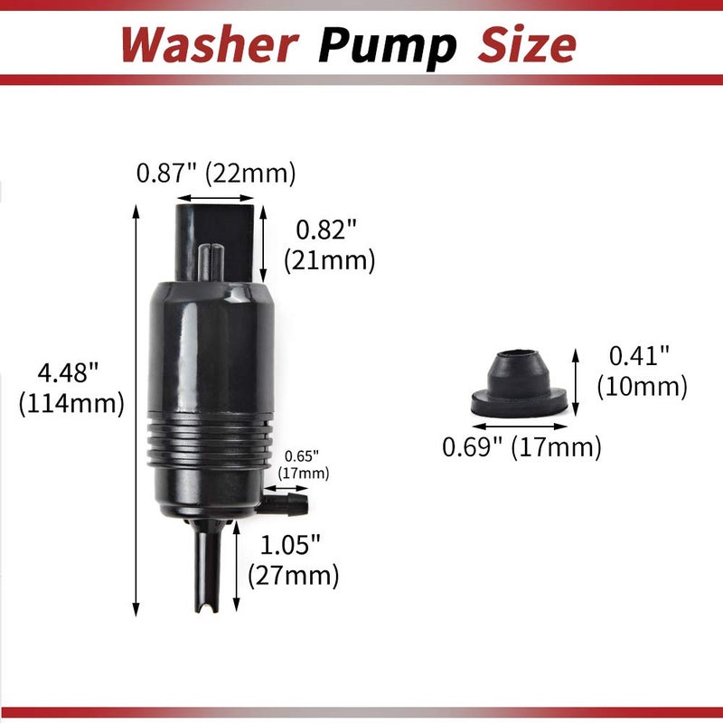 OTUAYAUTO Windshield Washer Pump - Replacement for Chevy Silverado 1500, 2500, 3500, GMC Acadia, Sierra 1500, 2500, 3500, Original Factory OEM: 22999423, 84518407 Washer Fluid Pump with Grommet - Image 4