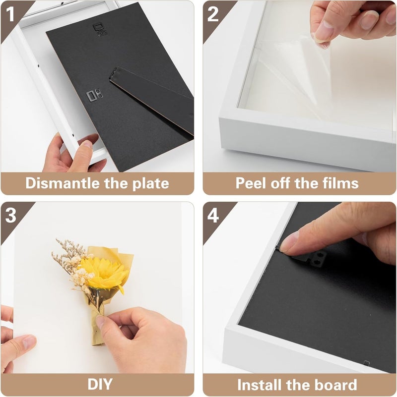 WISYOK A4 Box Frame, Shadow Box Frame, Box Frames for Crafts 3D Deep 3cm, Deep Pictures Frame White, Medal Display Frame for Photos, Artworks, Memory Tickets - Image 5