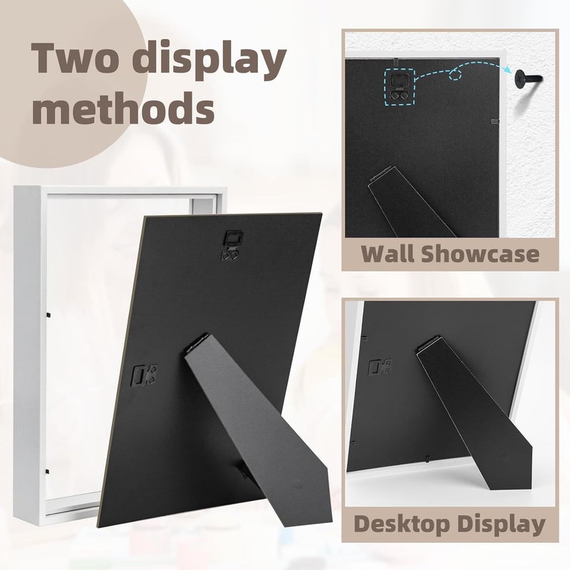 WISYOK A4 Box Frame, Shadow Box Frame, Box Frames for Crafts 3D Deep 3cm, Deep Pictures Frame White, Medal Display Frame for Photos, Artworks, Memory Tickets - Image 3