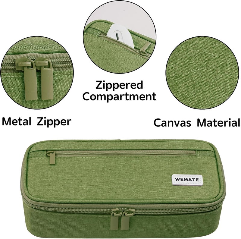 WEMATE Pencil Case, green, 9 x 4.3 x 2.4 inches, Large pencil case - Image 3