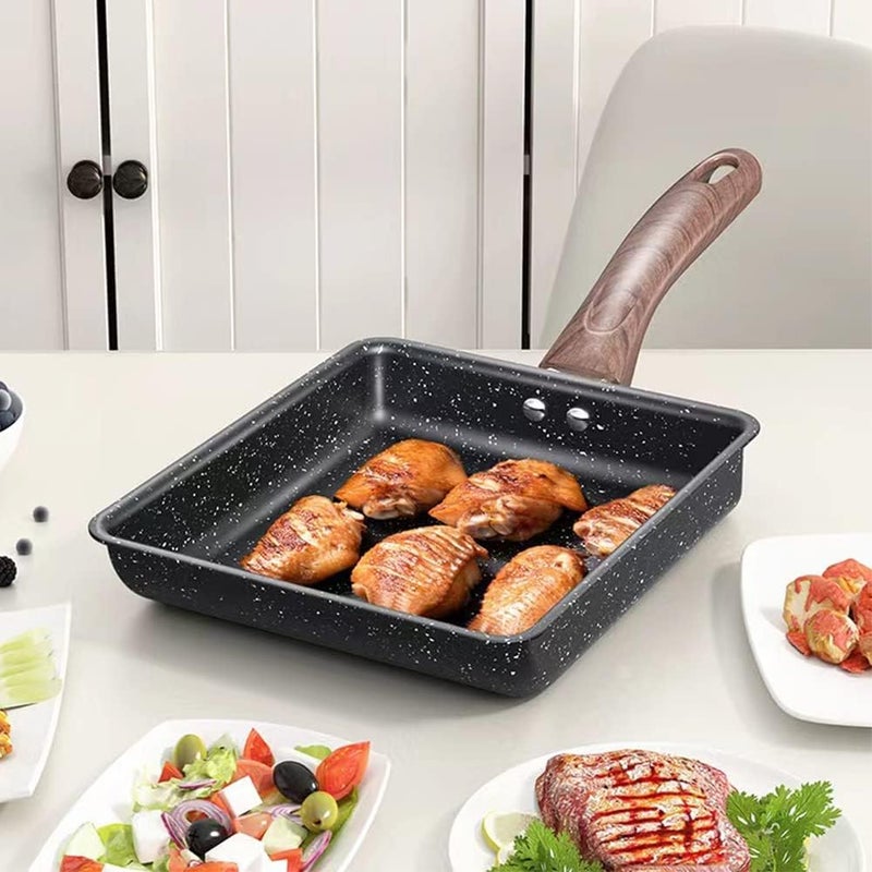 TENDULA Japanese Omelette Tamagoyaki Frying/Egg Pan - Square Omelette Non-Stick Rectangle Egg Roll Pan with Wood Handle,Cooktop Safe, Easy to Clean,Kitchen Accessories,6.3 x 7.8 inch Aluminium. - Image 3