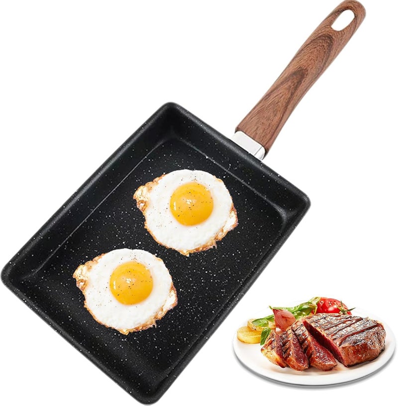 TENDULA Japanese Omelette Tamagoyaki Frying/Egg Pan - Square Omelette Non-Stick Rectangle Egg Roll Pan with Wood Handle,Cooktop Safe, Easy to Clean,Kitchen Accessories,6.3 x 7.8 inch Aluminium. - Image 1