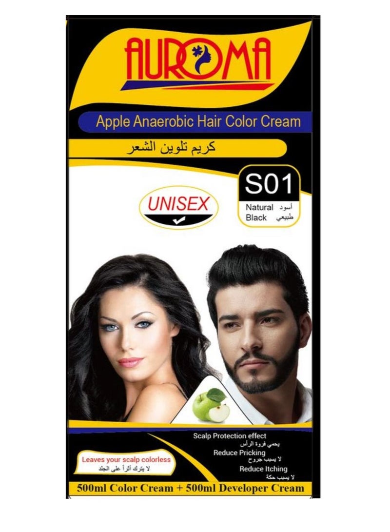 أوروما كريم تلوين الشعر اسود طبيعي 500+500 S01 - Image 1