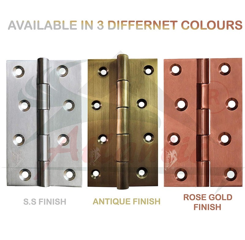 Atlantic Atlantic Door Butt Hinges 5 inch x 114 x 12 Gauge25 mm Thickness Stainless Steel Satin matt Finish Pack of 12 Piece  - Image 4