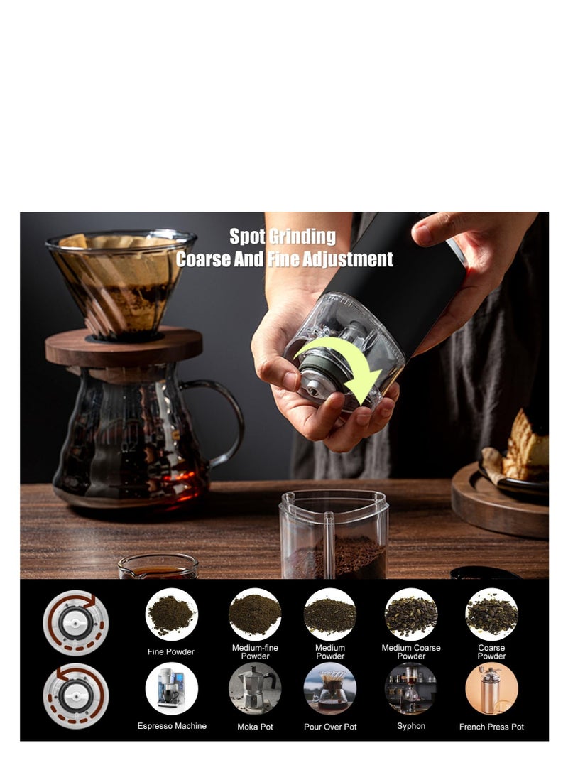Excefore Electric Coffee Grinder Portable Mini Burr Coffee Bean Grinders with Adjustable Grind Size USB Rechargeable Simple Push Button Operation for Home Office or Travel 30g 155ML - Image 4