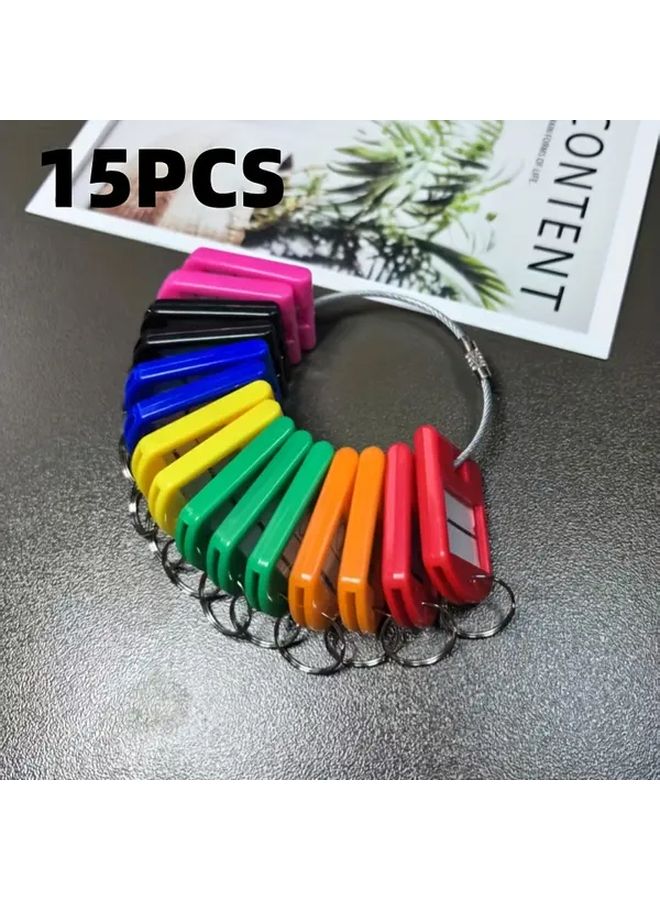 15PCS Red Plastic Key Rings With Name Tags Durable Travel Luggage Key Holders - Image 1
