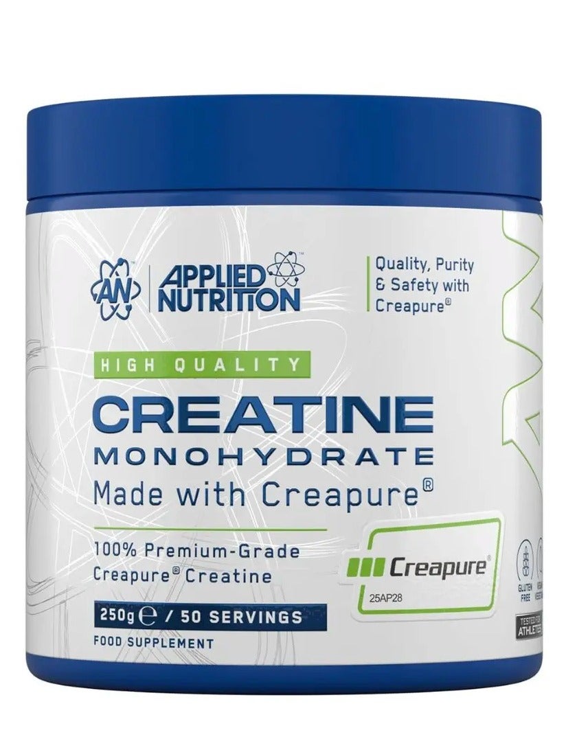 Creatine Monohydrate with Creapure® 250g | 100% Premium Grade Creatine | 50 Servings | Unflavoured | Tested for Athletes | Made in UK
