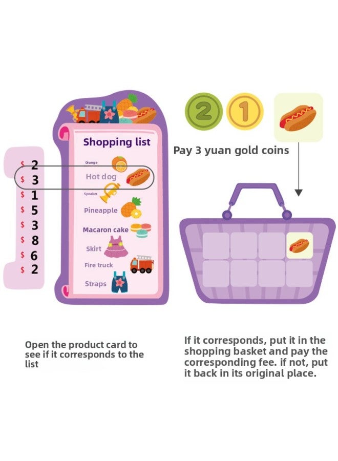 قائمة التسوق ألعاب الطاولة للأطفال بعمر سنتين و3 أطفال و4 ألعاب تدريب على التفكير التعليمي المبكر - اللون: قائمة التسوق - Image 4