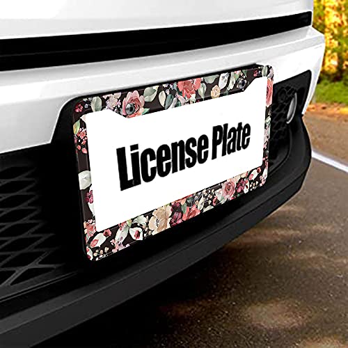 Beabes Watercolor Rose License Plate Frame Auto Tag Frames Vintage Flowers License Plates Holder 2 Holes Pink Cream Colorful Decorative Car Truck Motorcycle License Plates Tag for Men Women - Image 5