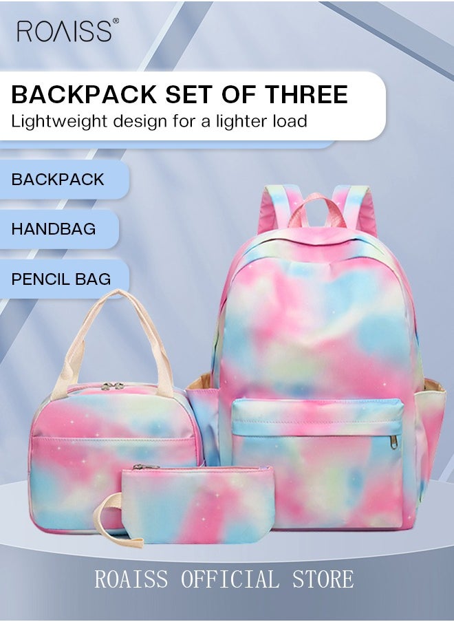 roaiss 3-Piece Set New School Bag Elementary School/Junior High School/High School/Student Bag College Student Backpack Casual Cute Girl  - Image 1