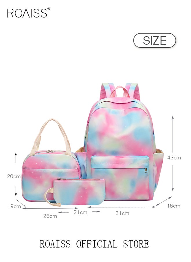 roaiss 3-Piece Set New School Bag Elementary School/Junior High School/High School/Student Bag College Student Backpack Casual Cute Girl  - Image 2