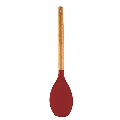 P-Plus International Premium Silicone Spatula - Flexible & Heat Resistant Rubber Spatula - Non-Stick & Non-Scratch Spatula Silicone with Wood Handle (Red, Pack of 1) - Image 2