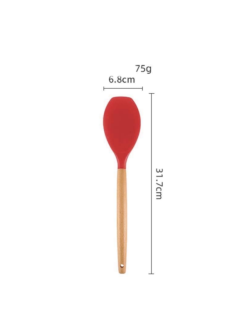 P-Plus International Premium Silicone Spatula - Flexible & Heat Resistant Rubber Spatula - Non-Stick & Non-Scratch Spatula Silicone with Wood Handle (Red, Pack of 1) - Image 3