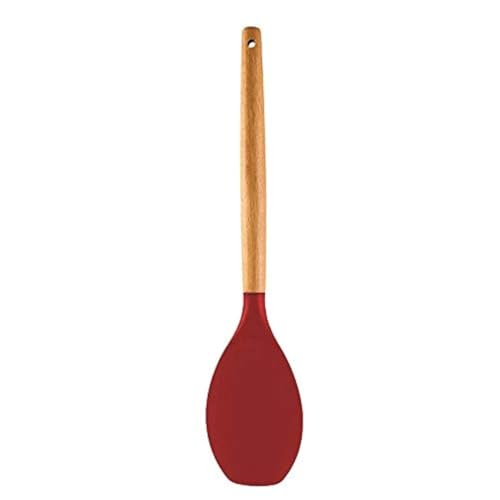 P-Plus International Premium Silicone Spatula - Flexible & Heat Resistant Rubber Spatula - Non-Stick & Non-Scratch Spatula Silicone with Wood Handle (Red, Pack of 1) - Image 1