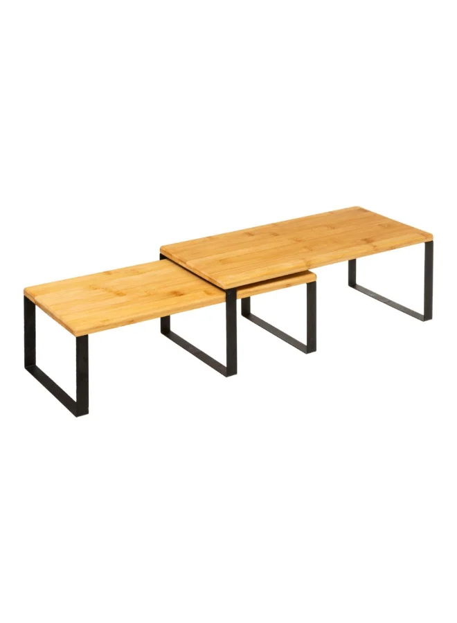 Five Simply Smart 2-Piece Nera Nesting Bamboo Kitchen Shelves Brown and Black 15.5 x 19.5 x 40 cm 179698