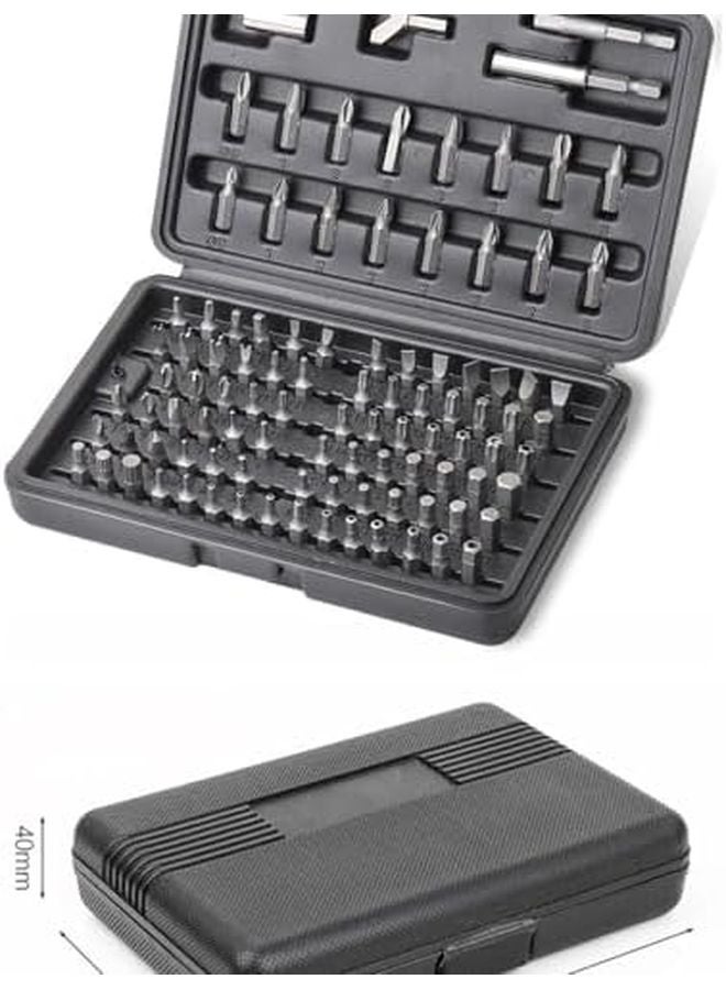 100 قطعة مجموعة رؤوس مفك من سبائك الفاناديوم والكروم، فيليبس أمان، مفكات مسطحة، سداسية، وثلاثية الأجنحة - Image 3