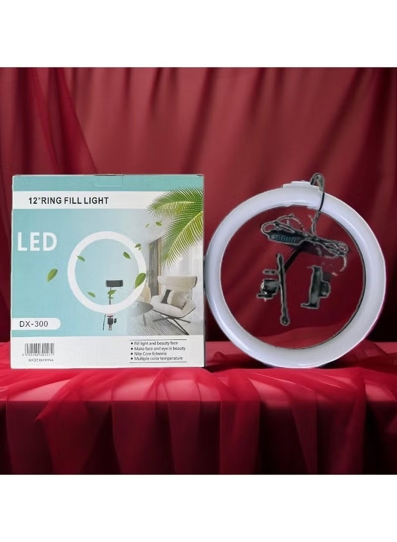 إضاءة حلقة رينج لايت LED ناعمة 12 بوصة مع حامل هاتف ومستويات إضاءة متعددة – إضاءة استوديو احترافية للتصوير، يوتيوب، تيك توك، والبث المباشر - Image 1