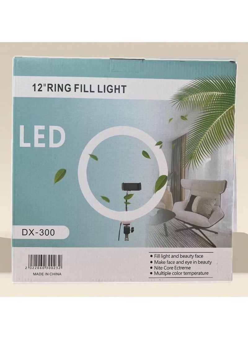 إضاءة حلقة رينج لايت LED ناعمة 12 بوصة مع حامل هاتف ومستويات إضاءة متعددة – إضاءة استوديو احترافية للتصوير، يوتيوب، تيك توك، والبث المباشر - Image 3