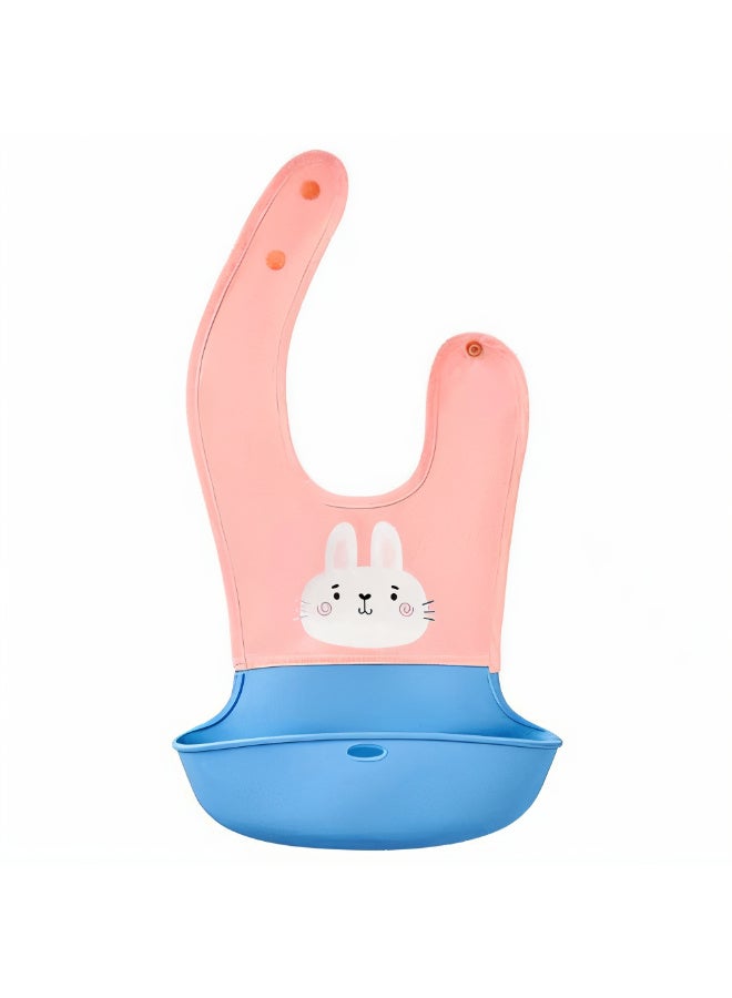 MiniMe Waterproof Silicone Bib | 6–24 Months | Pink & Blue | 100% Food-Grade Silicone | Waterproof & Easy Wear & Adjustable Snaps & Ergonomic Catch Pocket & Eco-Friendly & Reusable & Dishwasher Safe - Image 1