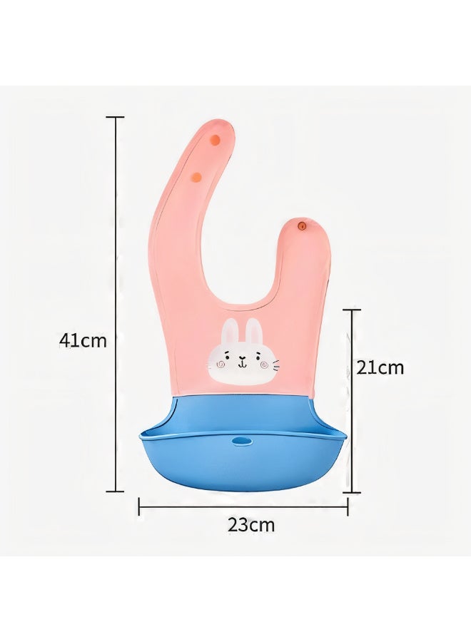 MiniMe Waterproof Silicone Bib | 6–24 Months | Pink & Blue | 100% Food-Grade Silicone | Waterproof & Easy Wear & Adjustable Snaps & Ergonomic Catch Pocket & Eco-Friendly & Reusable & Dishwasher Safe - Image 2