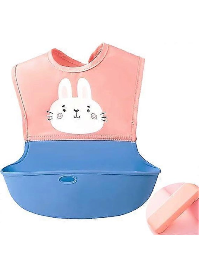 MiniMe Waterproof Silicone Bib | 6–24 Months | Pink & Blue | 100% Food-Grade Silicone | Waterproof & Easy Wear & Adjustable Snaps & Ergonomic Catch Pocket & Eco-Friendly & Reusable & Dishwasher Safe - Image 4