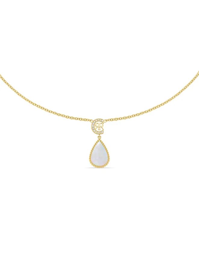 CERRUTI 1881 Eletra Gold Plated Stainless Steel with White Mother of Pearl and Crystals Necklace for Women