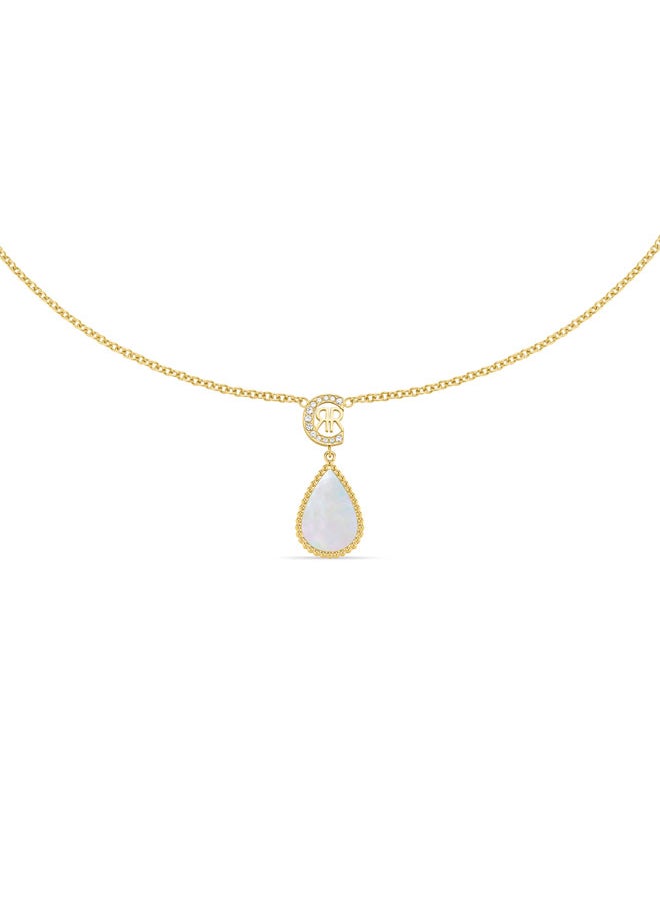 CERRUTI 1881 Eletra Gold Plated Stainless Steel with White Mother of Pearl and Crystals Necklace for Women  - Image 1